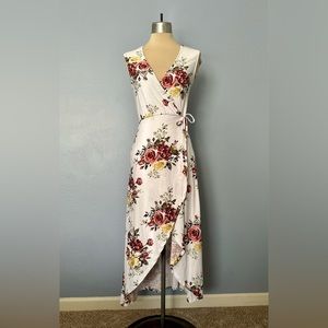 J For Justify Floral Sleeveless Faux Wrap Dress